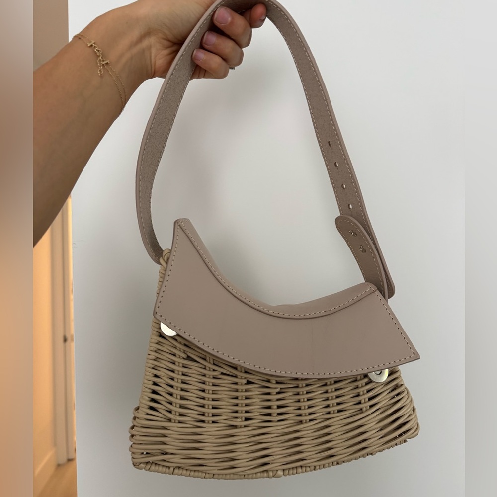 Tan Shoulder Bag with Woven Design